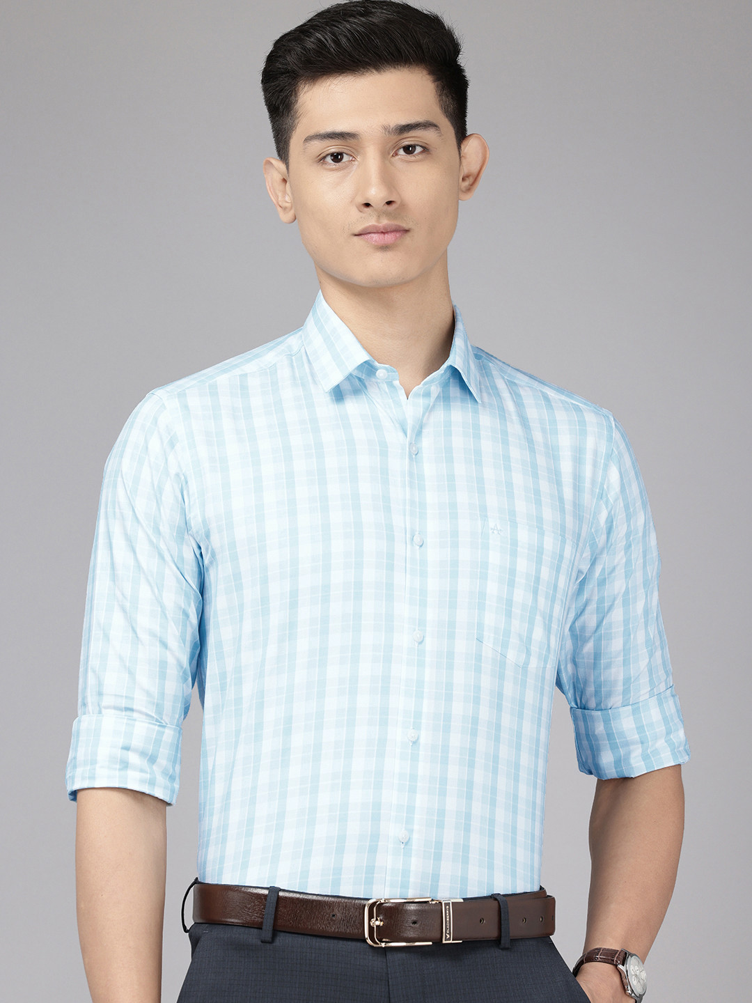 Arrow Pure Cotton Manhattan Slim Fit Checked Formal Shirt