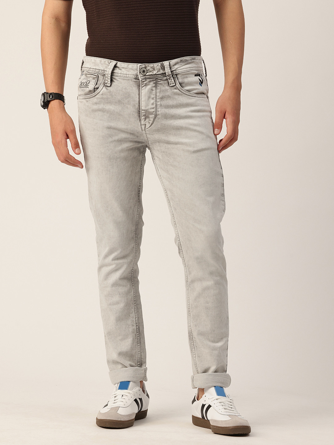 Integriti Men Smart Skinny Fit Mid-Rise Heavy Fade Stretchable Jeans