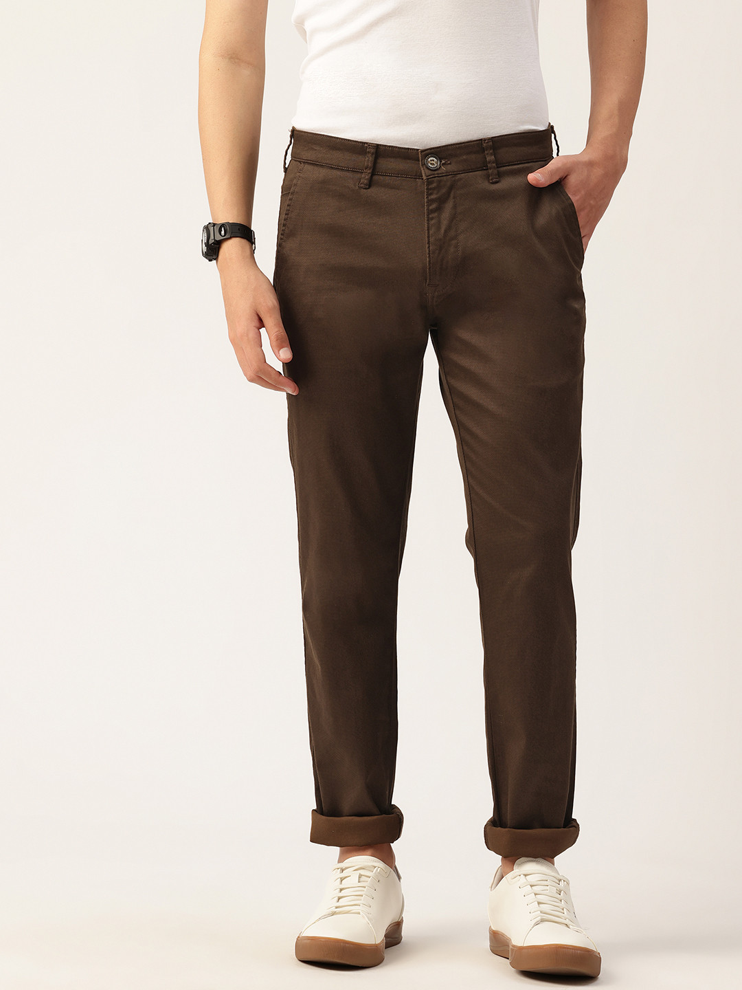 Integriti Men Solid Slim Fit Trousers