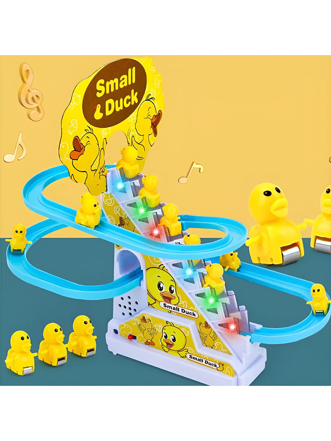 TBQ-The Baby Qoull Kids Musical Duck Track Slide & Climb Stairs Toys With 3 Duck