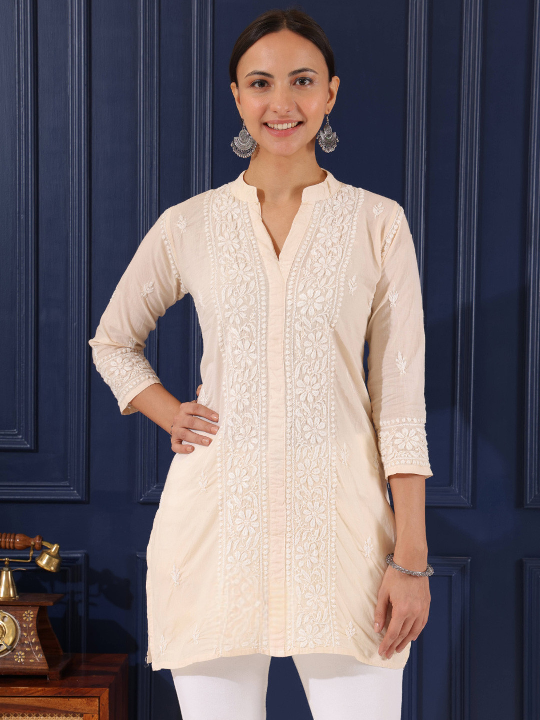 GHARANA INDIA Women Embroidered Organic Cotton Top