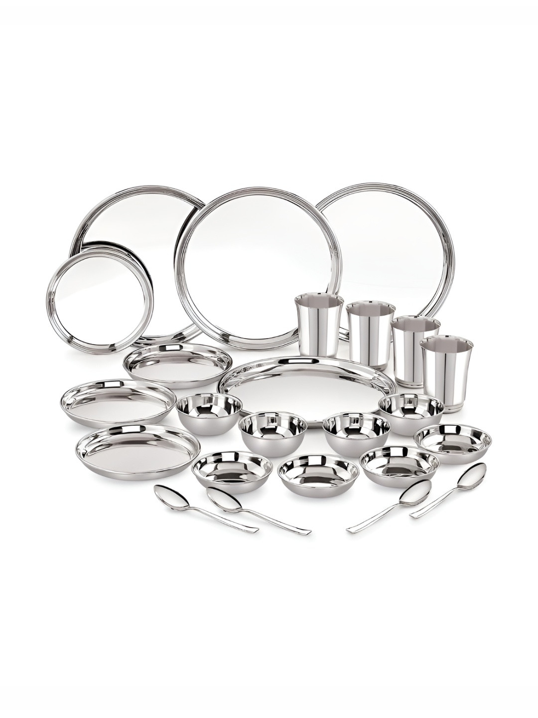 Neelam Smart Silver Solid Stainless Steel Dishwasher Safe 24 Piece Dinner Set