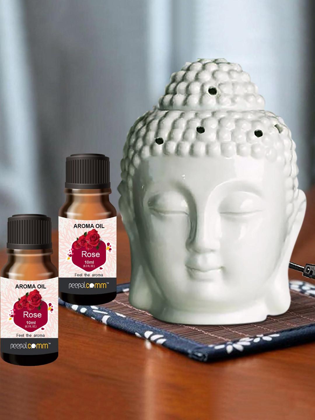 PEEPALCOMM White Textured Buddha Aroma Oil Diffuser 10ml Each