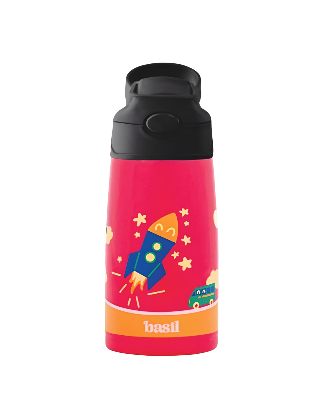 BASIL Red Conversational Stainless Steel Spill Proof Sipper - 430ml