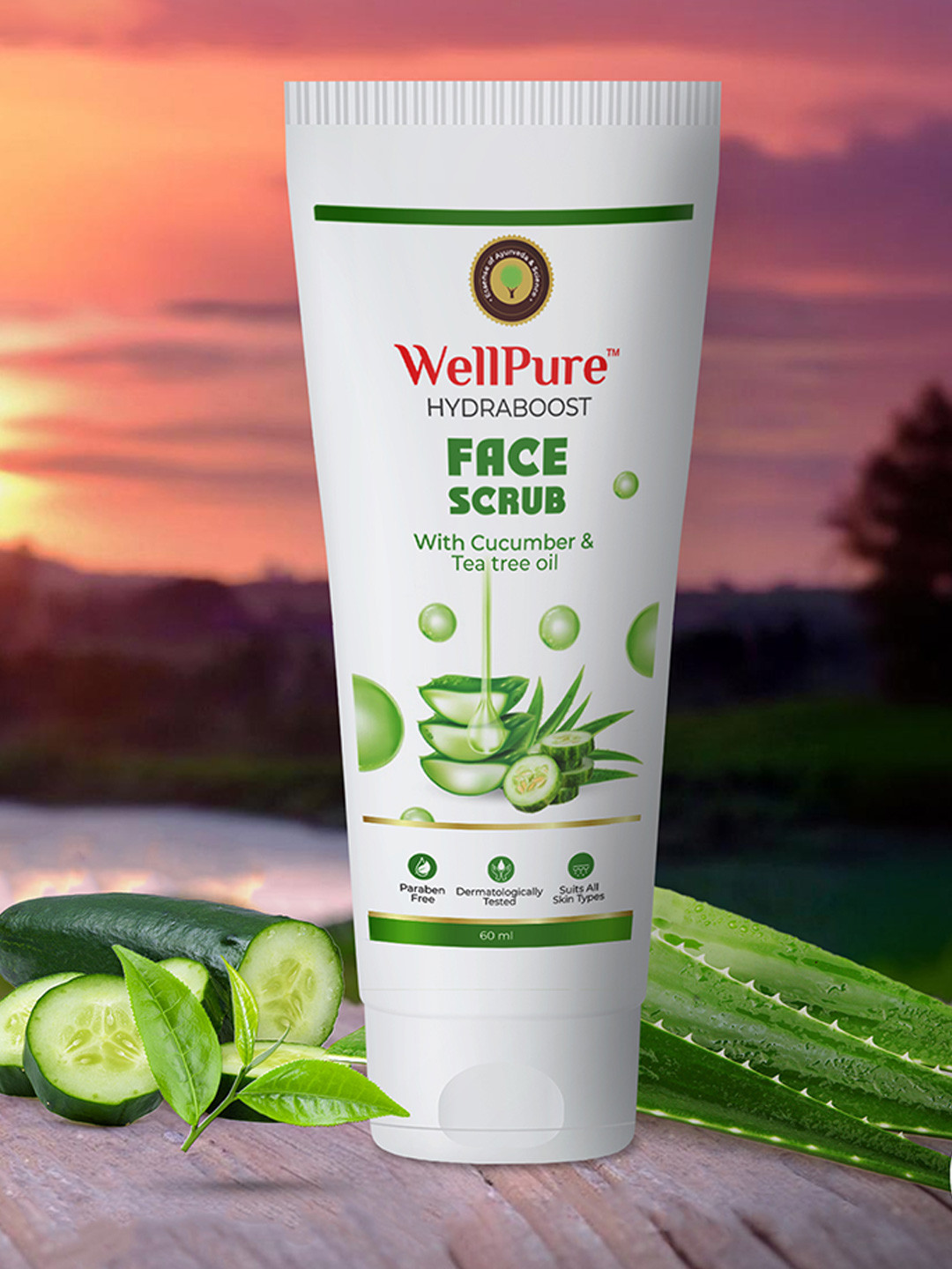 wellpure Hydra Boost Face Scrub With Cucumber - 60 ml