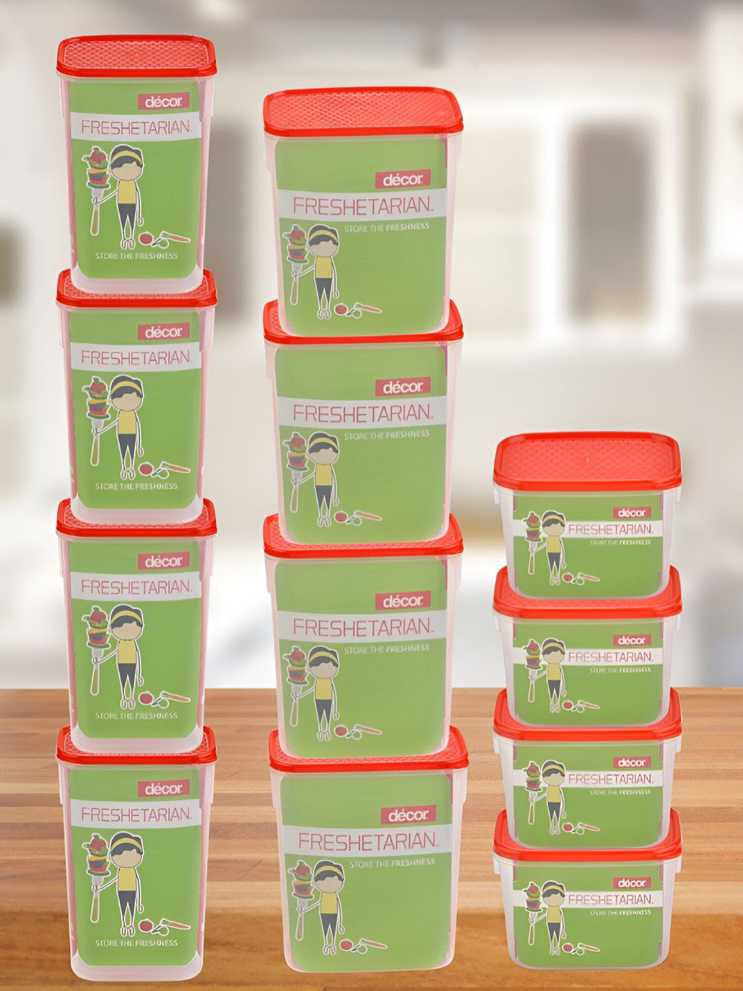 Decor Freshetarian Round Transparent Plastic Dishwasher Safe 12 Piece Snap Fridge Container