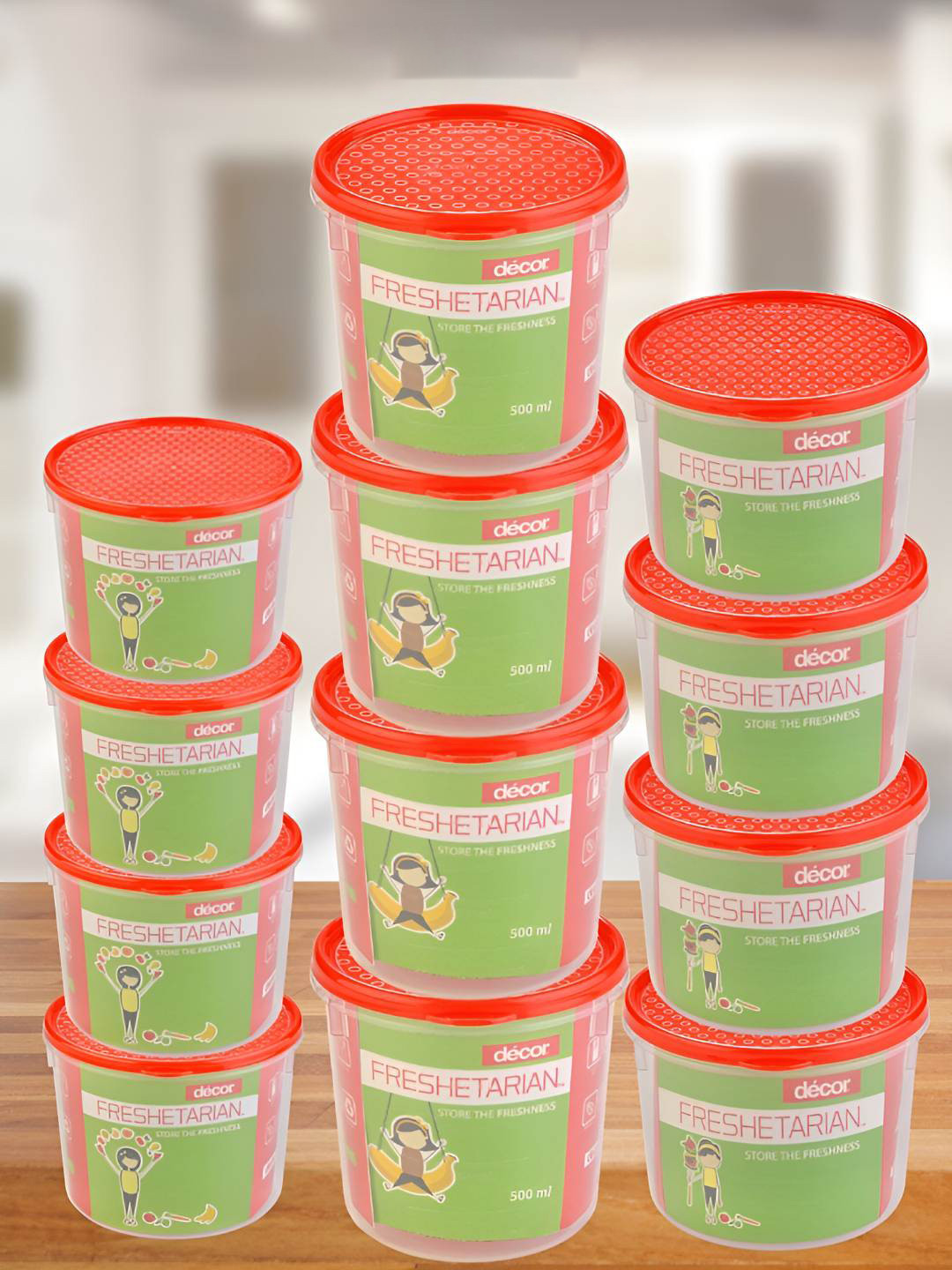 Decor Freshetarian Transparent Plastic Air Tight 12 Piece Snap Fridge Container