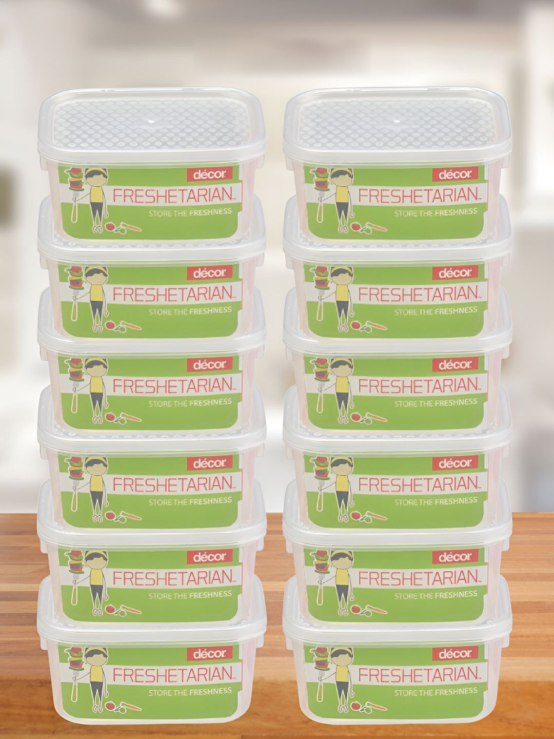 Decor Freshetarian Transparent Plastic Dishwasher Safe 12 Piece Snap Fridge Container-500ml