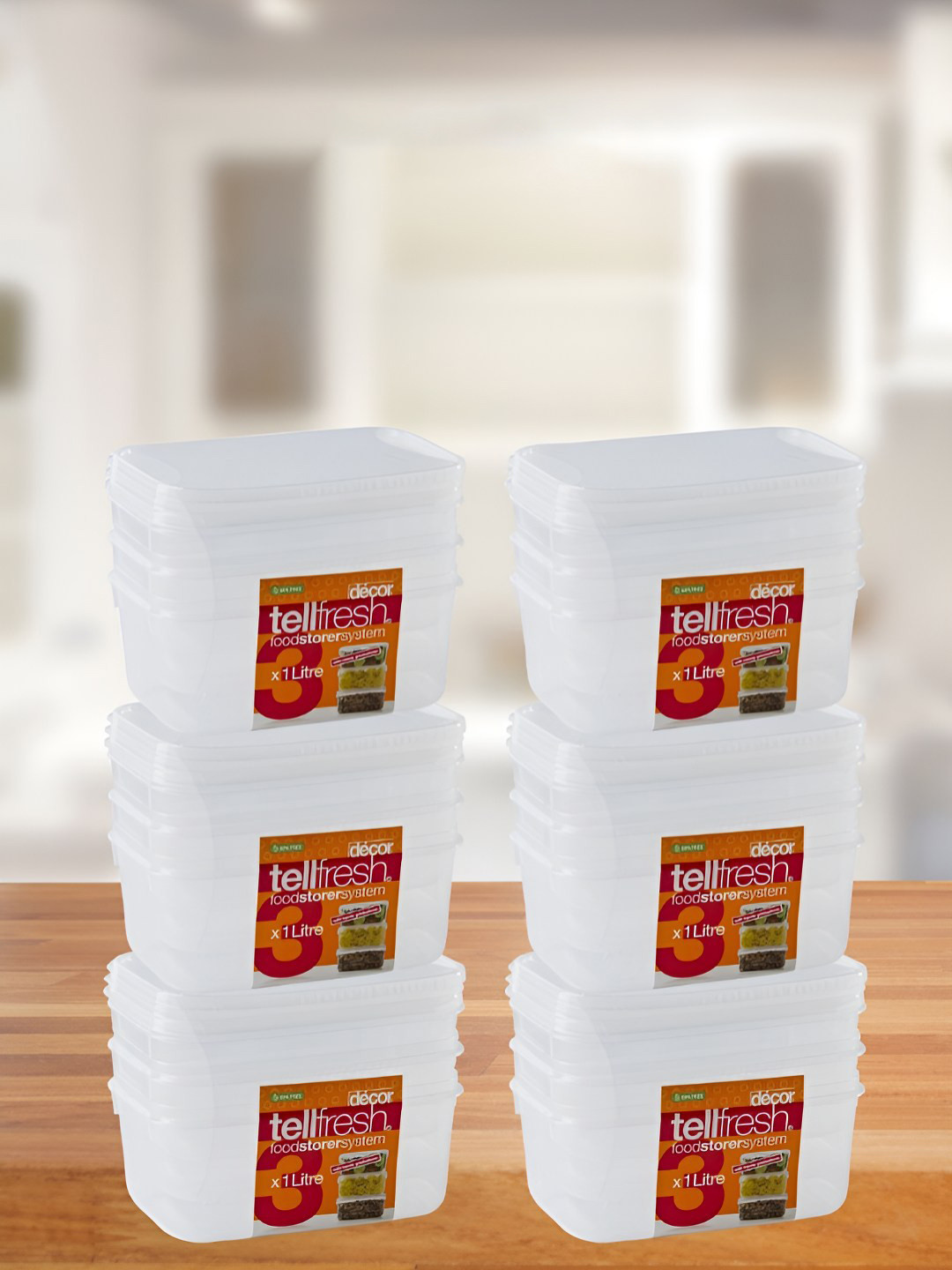 Decor Tell Fresh Oblong Transparent Plastic Dishwasher Safe 24 Piece Snap Fridge Container-1L