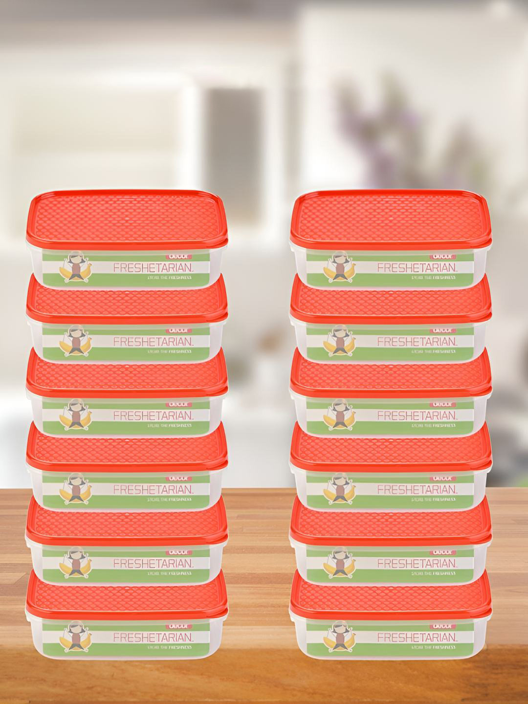 Decor Freshetarian Oblong Transparent Plastic Dishwasher Safe 12 Piece Snap Fridge Container-625ml