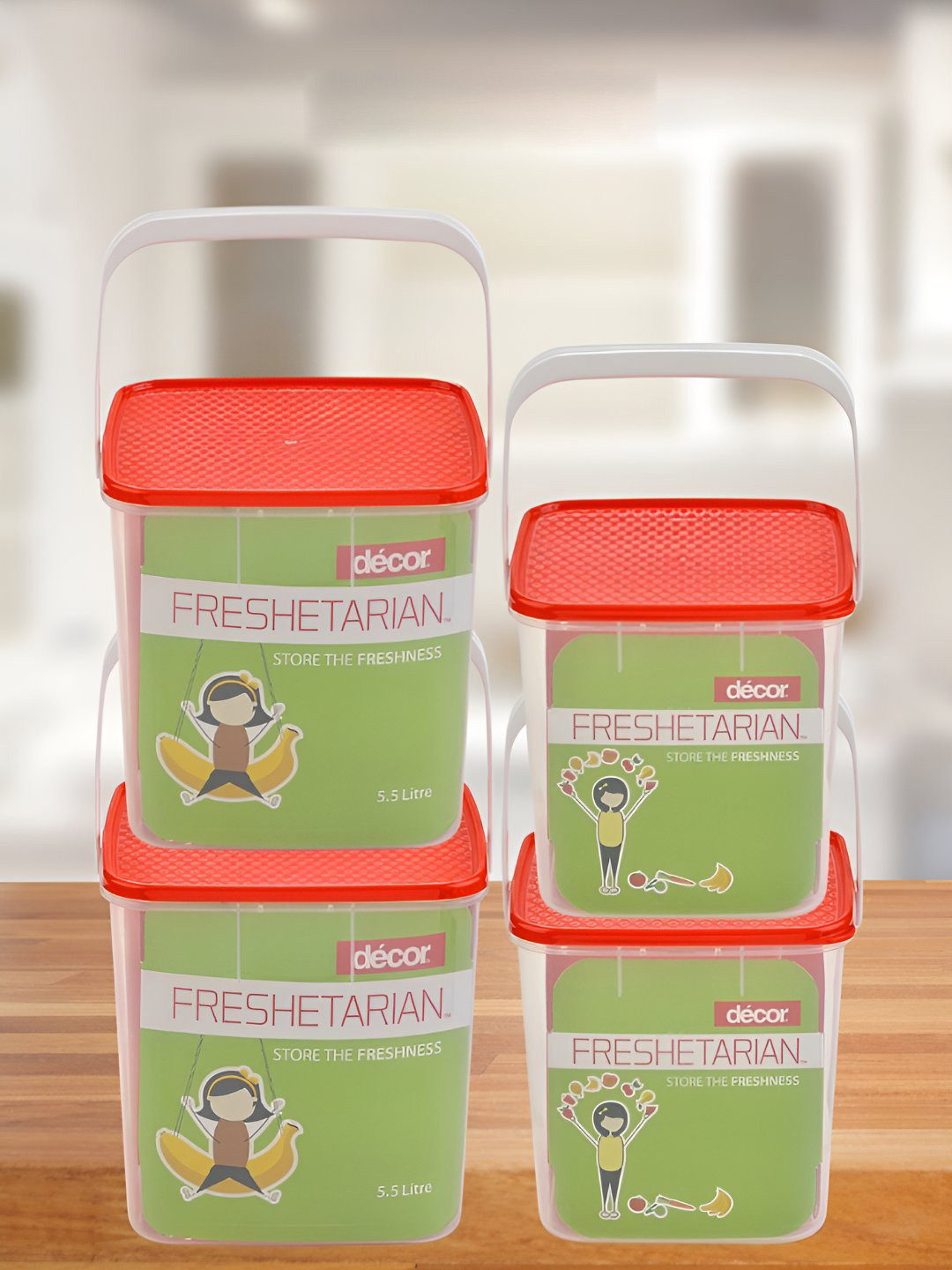 Decor Transparent Plastic Dishwasher Safe 4 Piece Snap Fridge Container