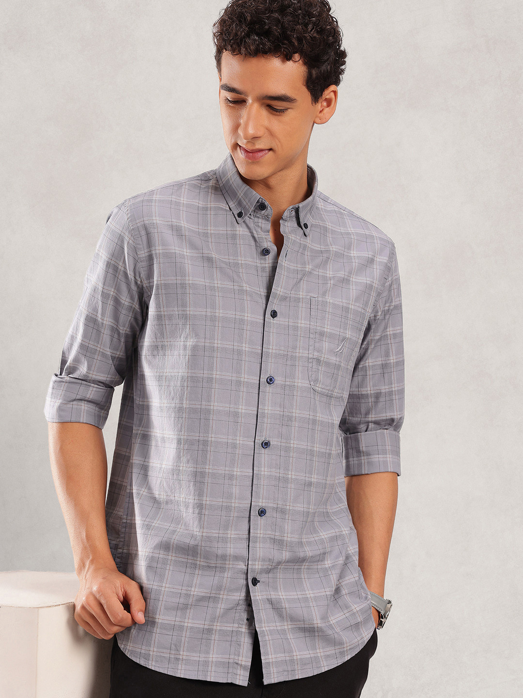 Nautica Pure Cotton Slim Fit Checked Shirt
