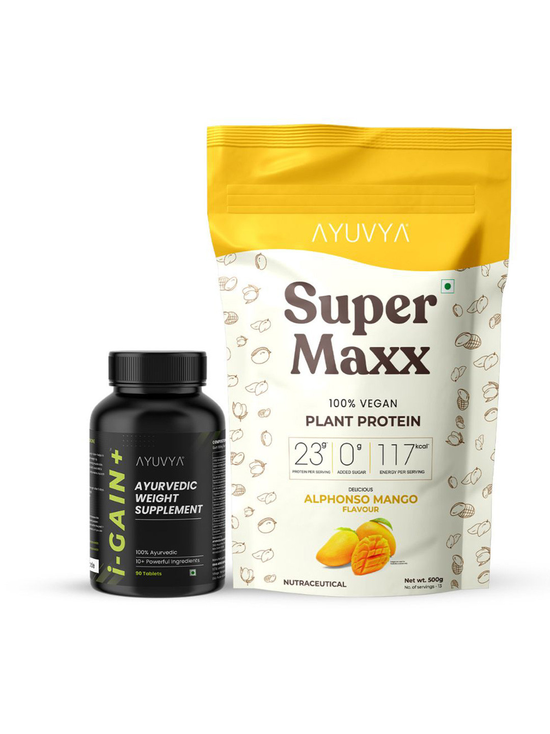 Ayuvya Set of 2 i-Gain+ 90 Tablets & Supermaxx Coffee 500g Weight Gain