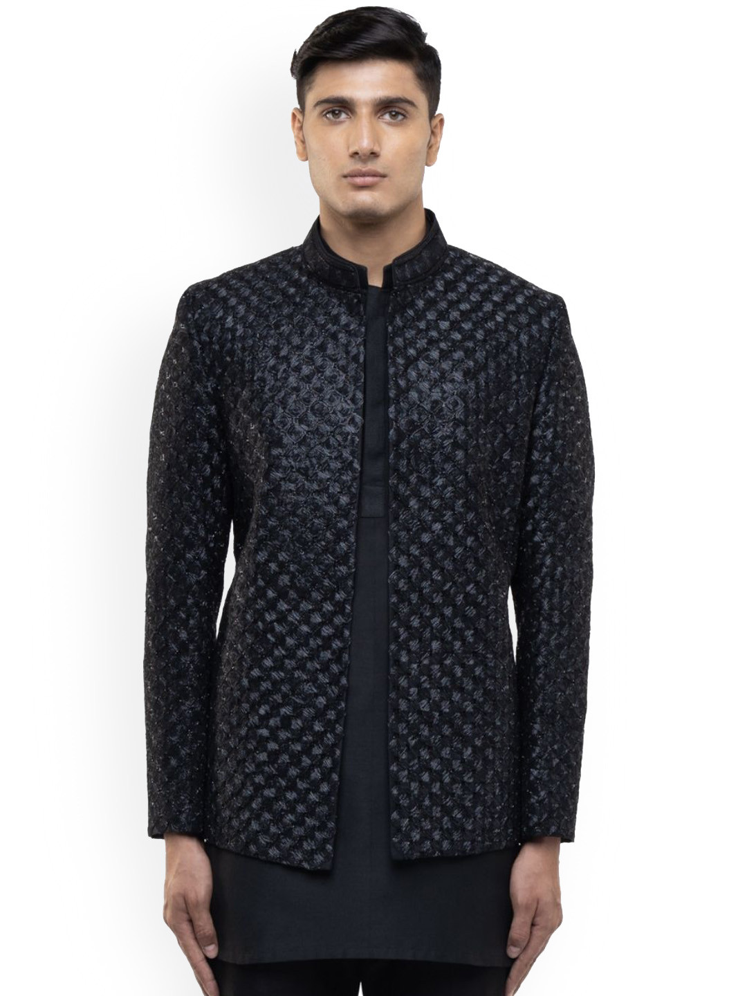 SDS By Kushal Shah Mandarin Collar Kurta with Churidar & Nehru Jacket