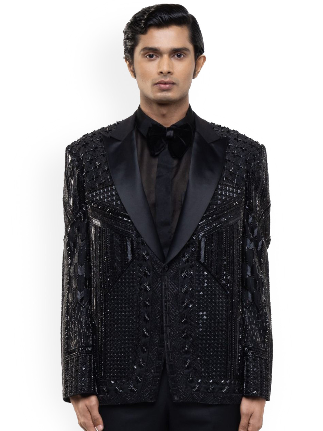 SDS By Kushal Shah Embroidered Tailored-Fit Art Deco Tuxedo Set