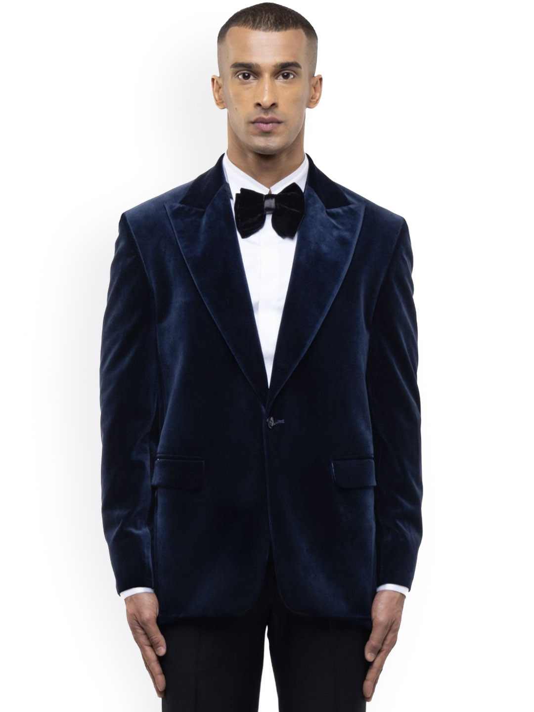 SDS By Kushal Shah Velvet Peak Lapel Single Breasted Tuxedo Three-Piece Suit
