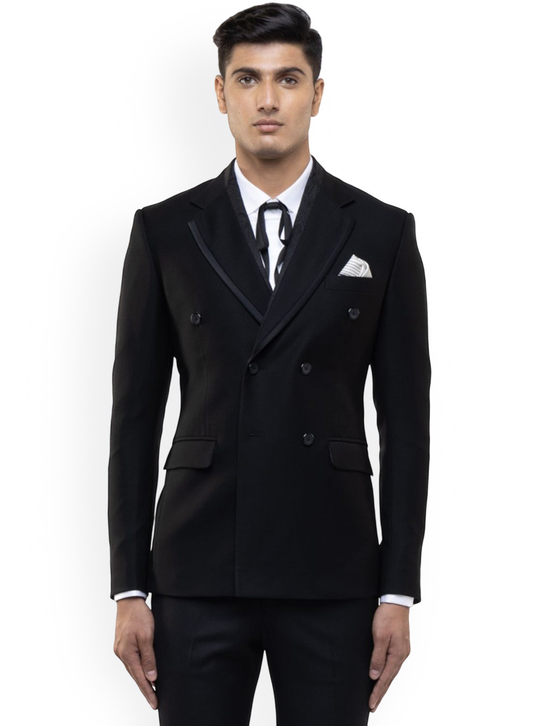 SDS By Kushal Shah Tailored Fit Double-Breasted Three-Piece Suit
