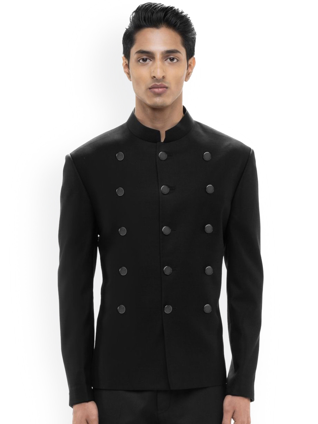 SDS By Kushal Shah Stand Collar Metal Button Two-Piece Bandhgala Suit