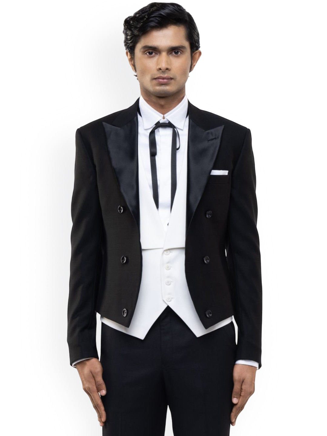 SDS By Kushal Shah Tailored-Fit Peak Lapel Cropped Tuxedo Set