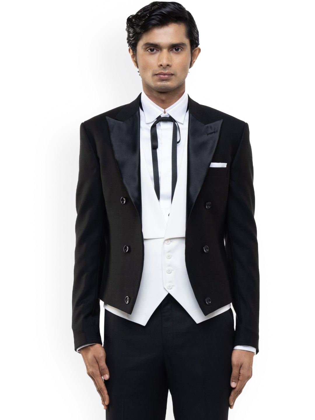 SDS By Kushal Shah Tailored-Fit Peak Lapel Cropped Tuxedo Set