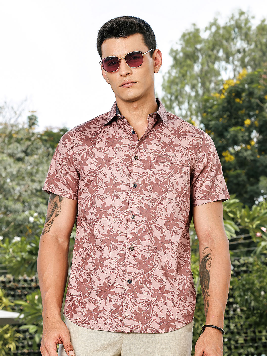 Thomas Scott Men Premium Printed Pure Cotton Casual Shirt