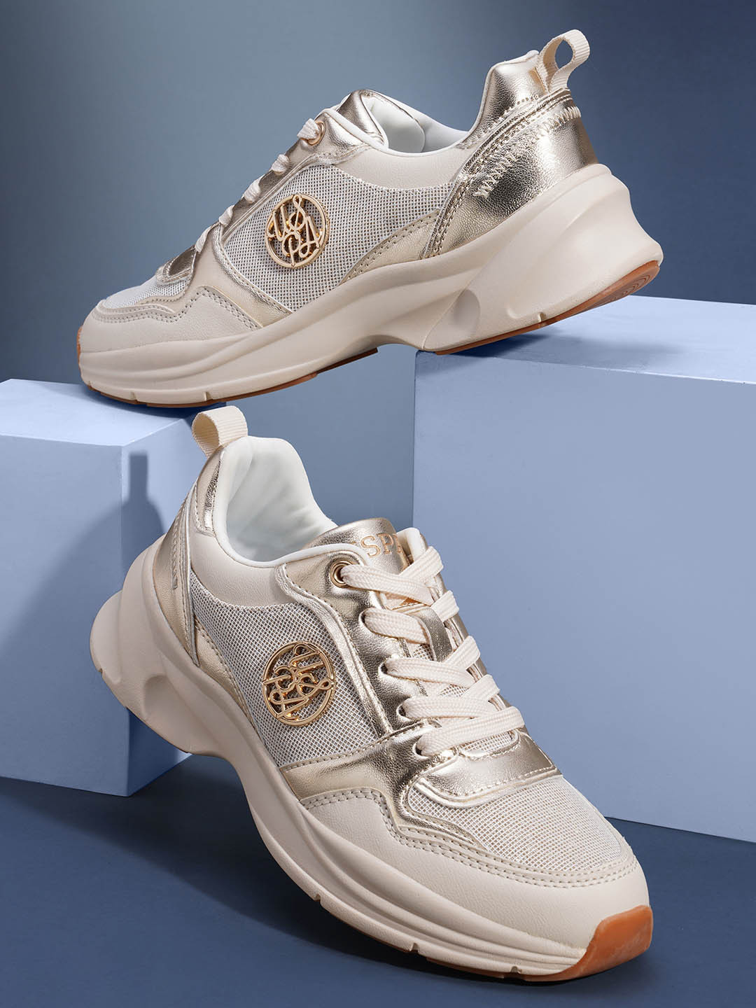 U.S. Polo Assn. Women PU Sneakers Lace-Ups Round Toe Casual Shoes