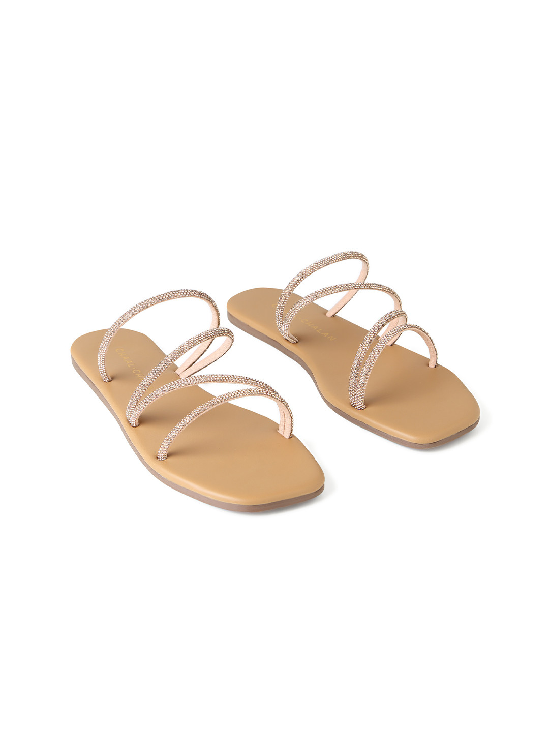 CHAAL CHALAN Tarra Chic Rhinestone Strap Flats