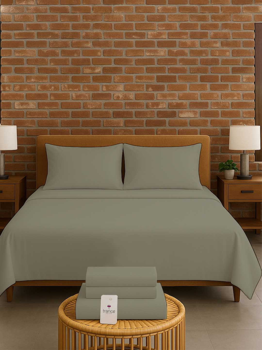 Trance Home Linen Brown Bamboo Breathable 300 TC King Fine Bedsheet with 2 Pillow Covers-108 x 108 inches