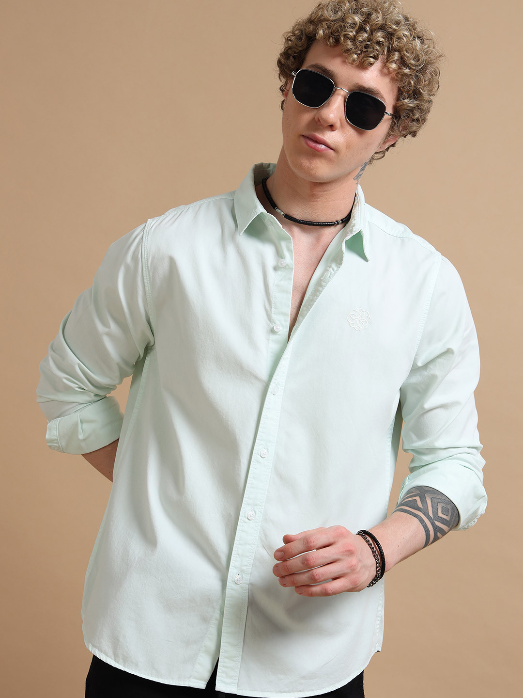 StitchX Men Slim Fit Embroidered Logo Full Sleeve Shirt