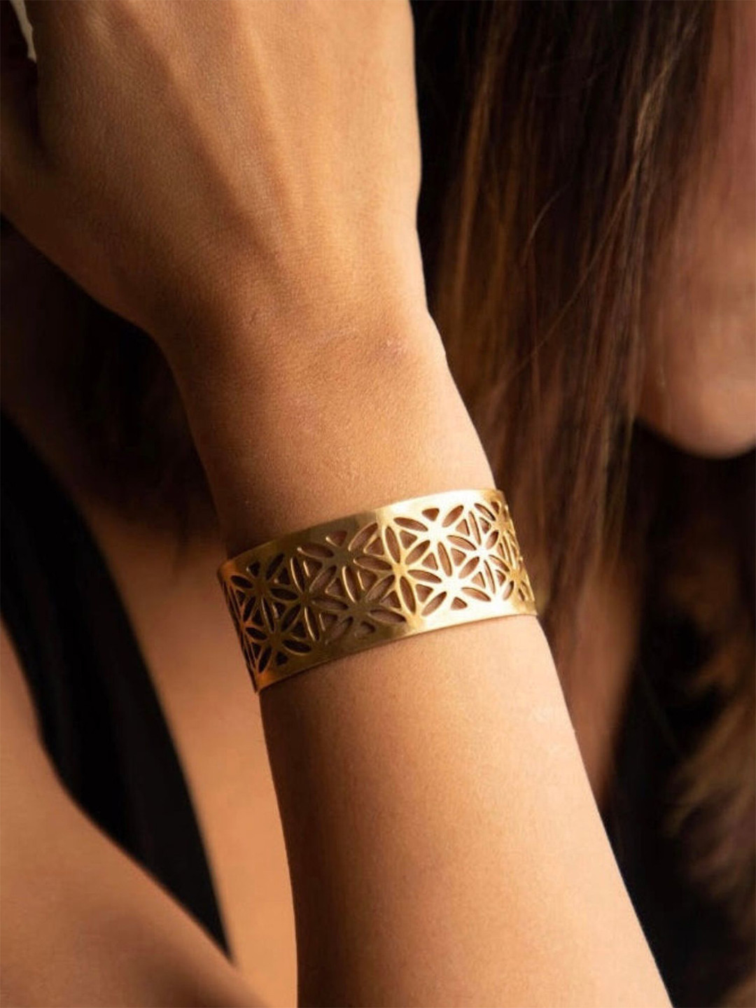 Soul Works Brass Adjustable Kada Bracelet with free Brasso polishing Liquid