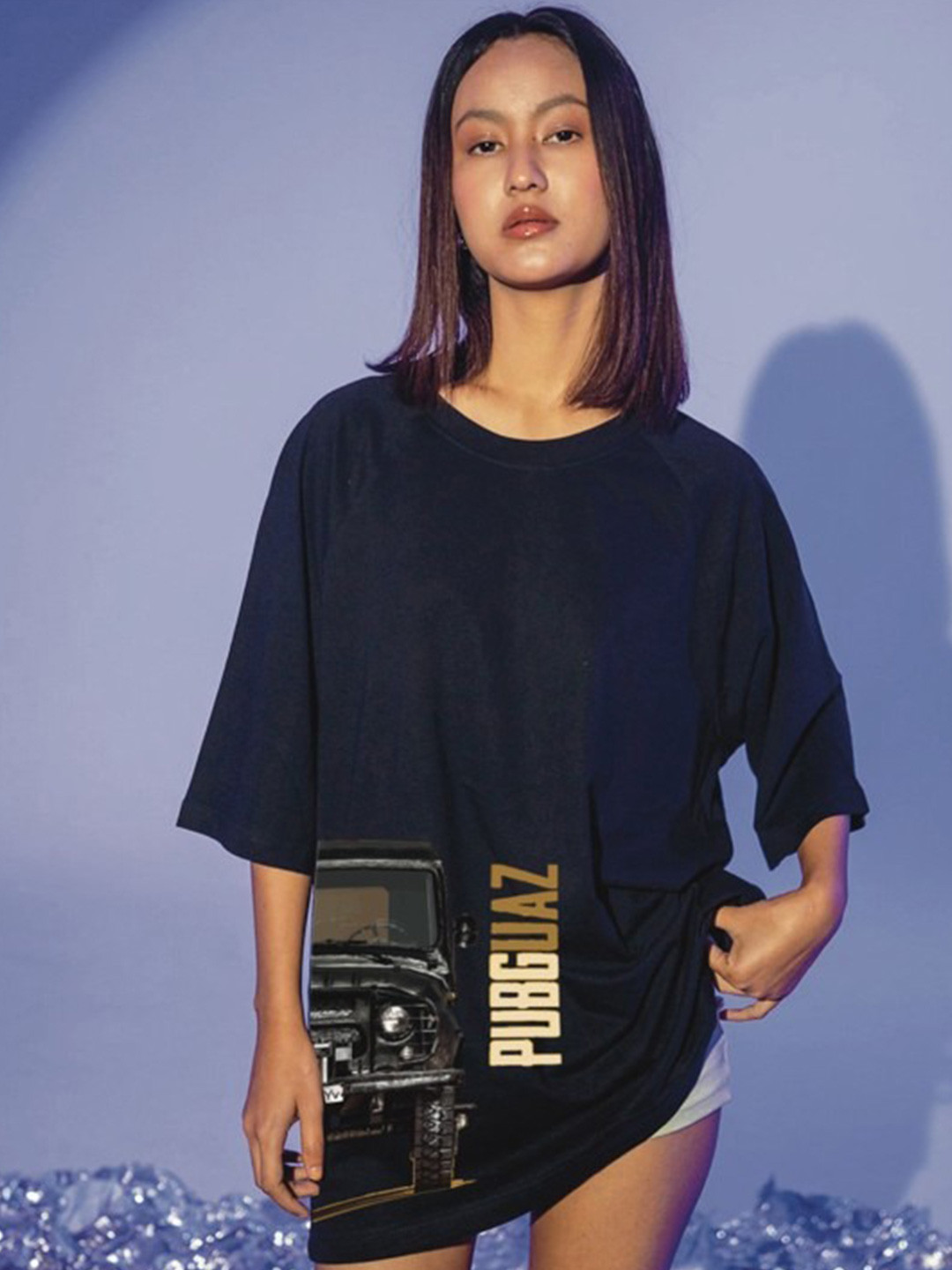 TheBTclub Women Cotton Guaz Graphic Oversized T-shirt