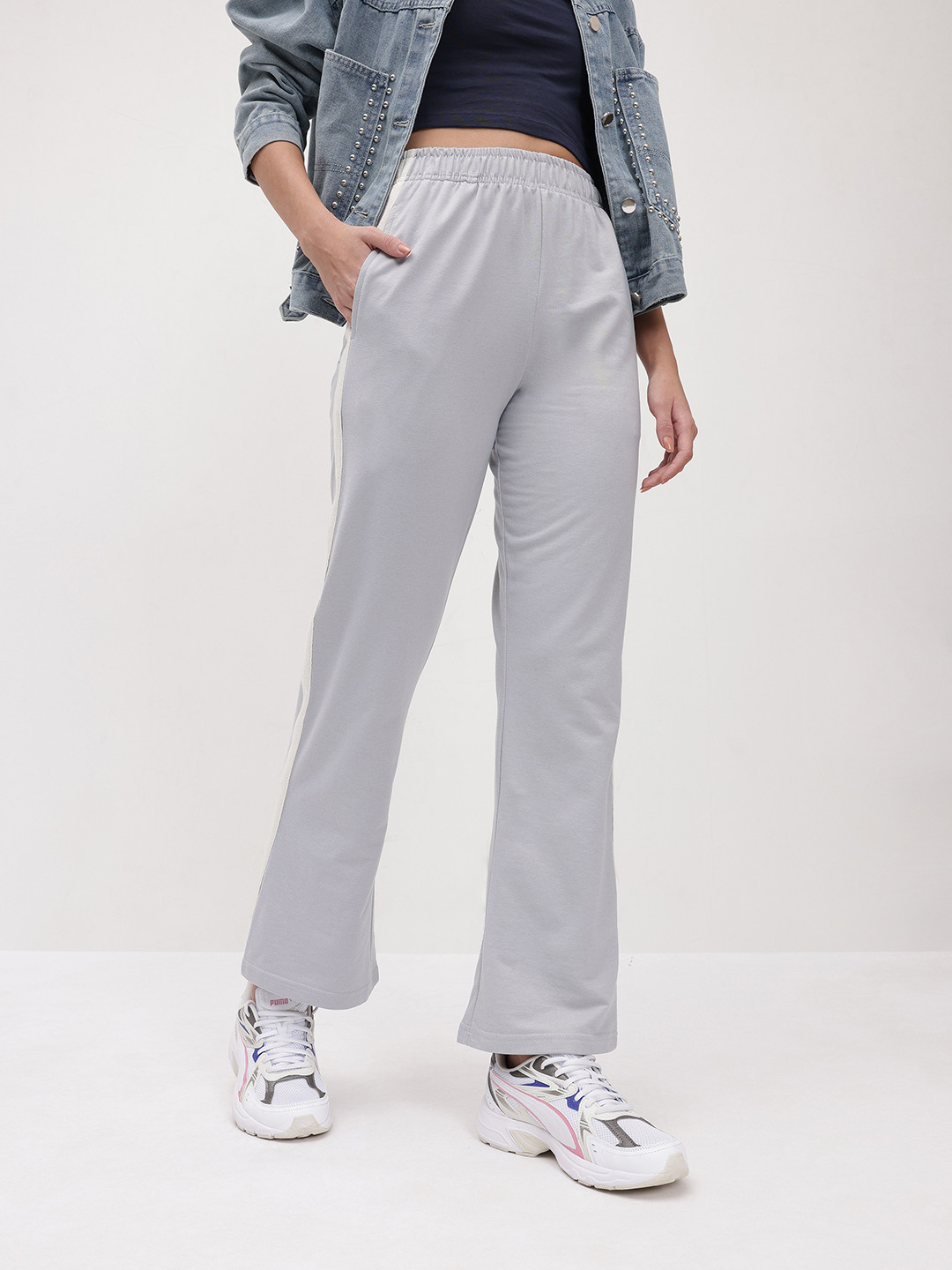 The Roadster Lifestyle Co. Women Smart Wide Leg Trousers With Side Striped Detail