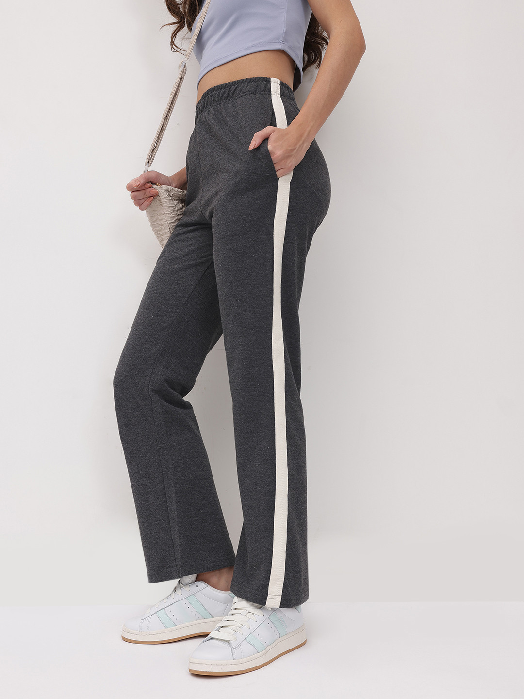 The Roadster Lifestyle Co. Women Smart Wide Leg Trousers With Side Striped Detail