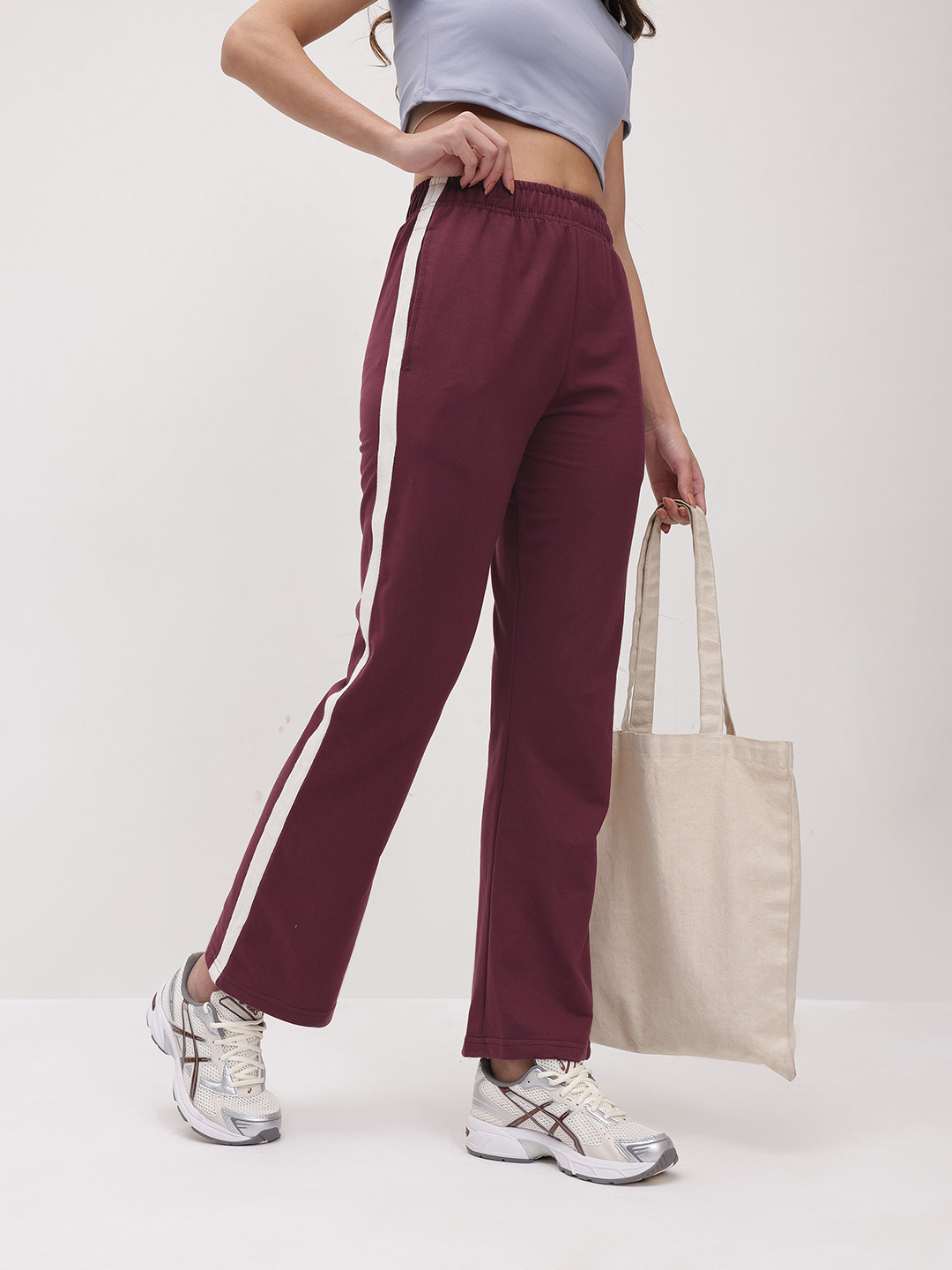The Roadster Lifestyle Co. Women Smart Wide Leg Trousers With Side Striped Detail