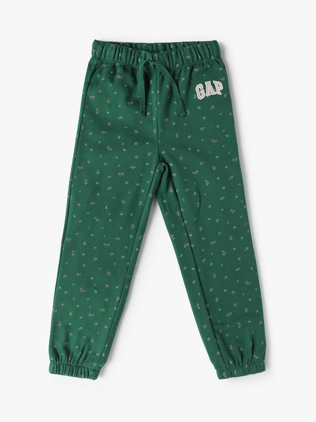 GAP Girls Micro Ditsy Floral Print & Brand Logo Detailed Pleated Joggers
