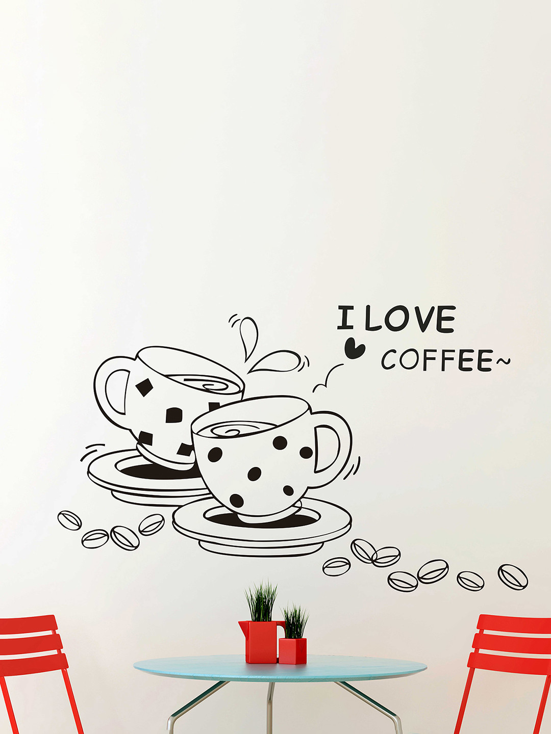 LANSTICK Black Coffee Quotes Food Wall Sticker