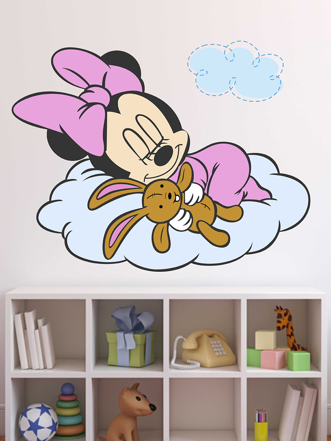 LANSTICK Black & Purple Cute Minnie Sleeping Wall Sticker