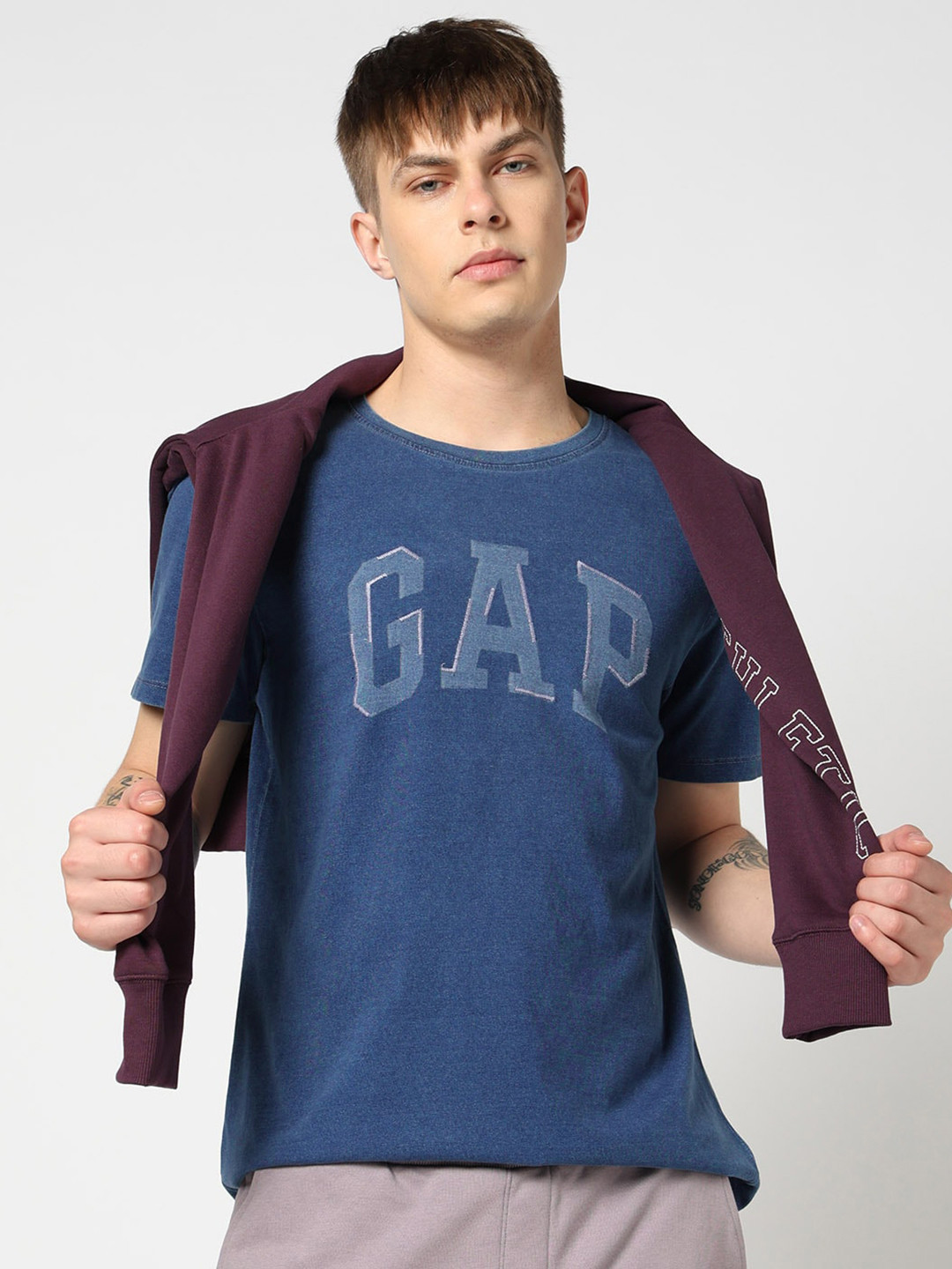 GAP Brand Logo Printed Round Neck Pure Cotton T-shirt