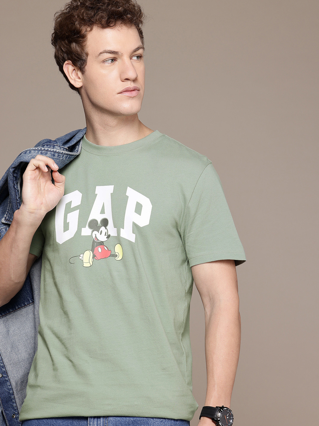GAP Brand Logo Mickey Mouse Printed Pure Cotton T-shirt