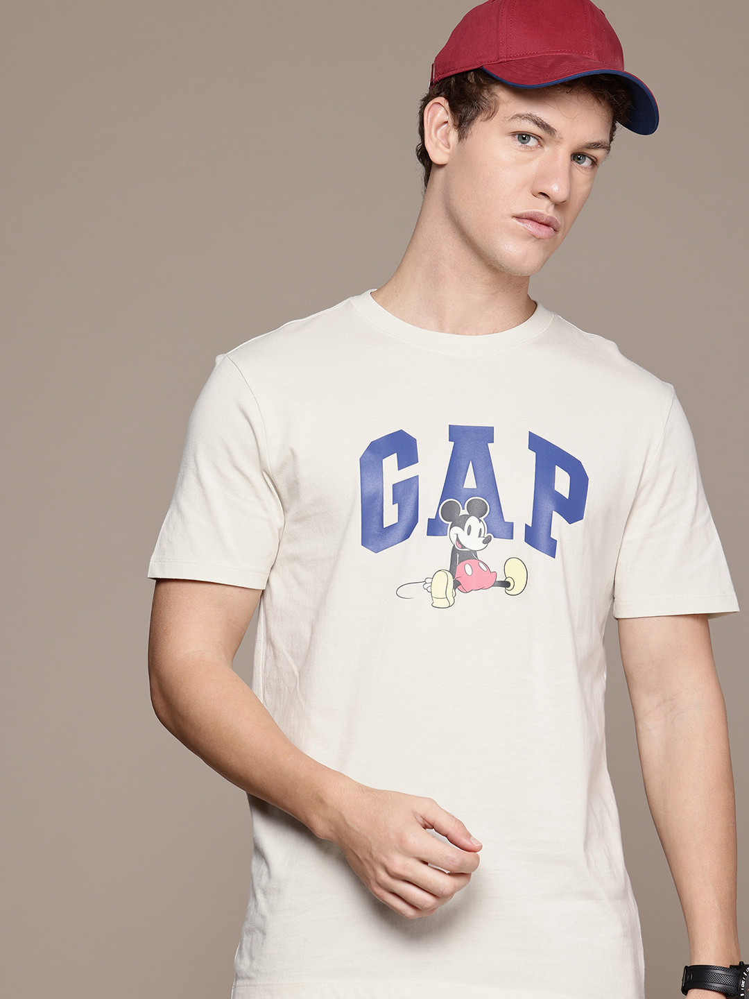 GAP Brand Logo & Mickey Mouse Printed Pure Cotton T-shirt