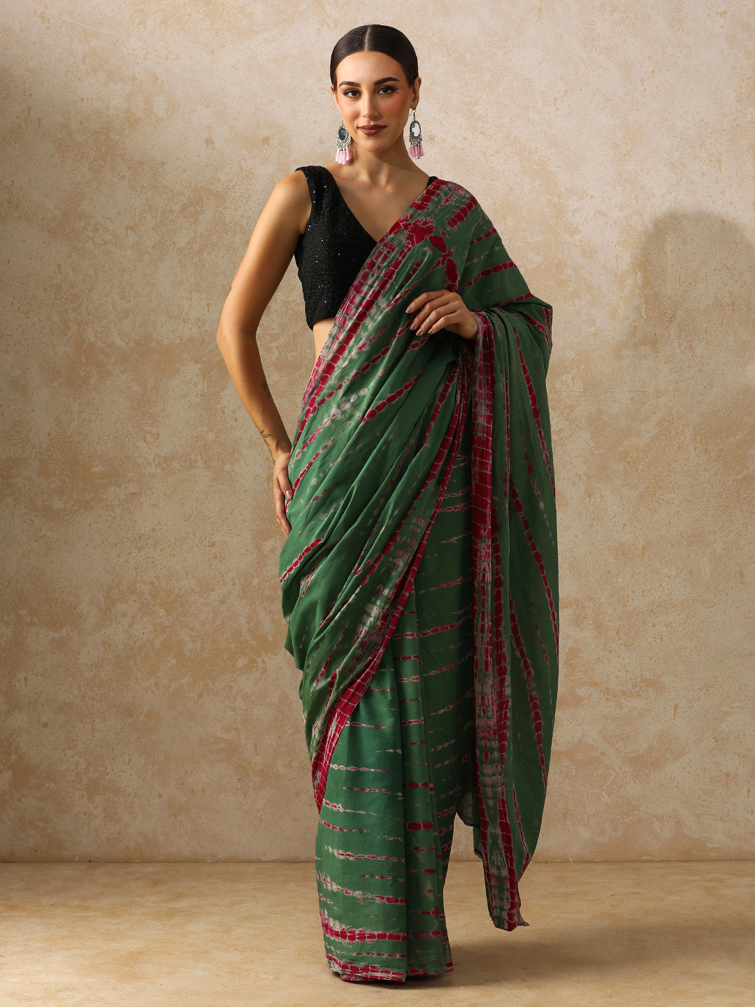 Moara Tie and Dye Pure Cotton Saree with Unstiched Blouse