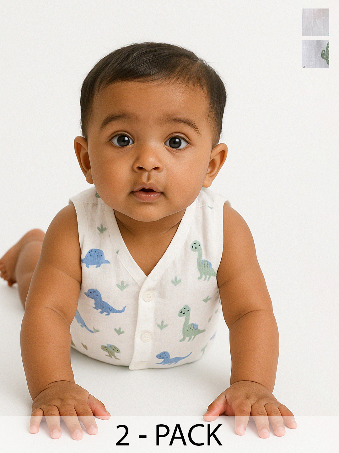 Biglilpeople Infants Pack Of 2 Pure Cotton Jhabla Vest BLP-SS25-INF-JAB-1_0-6M