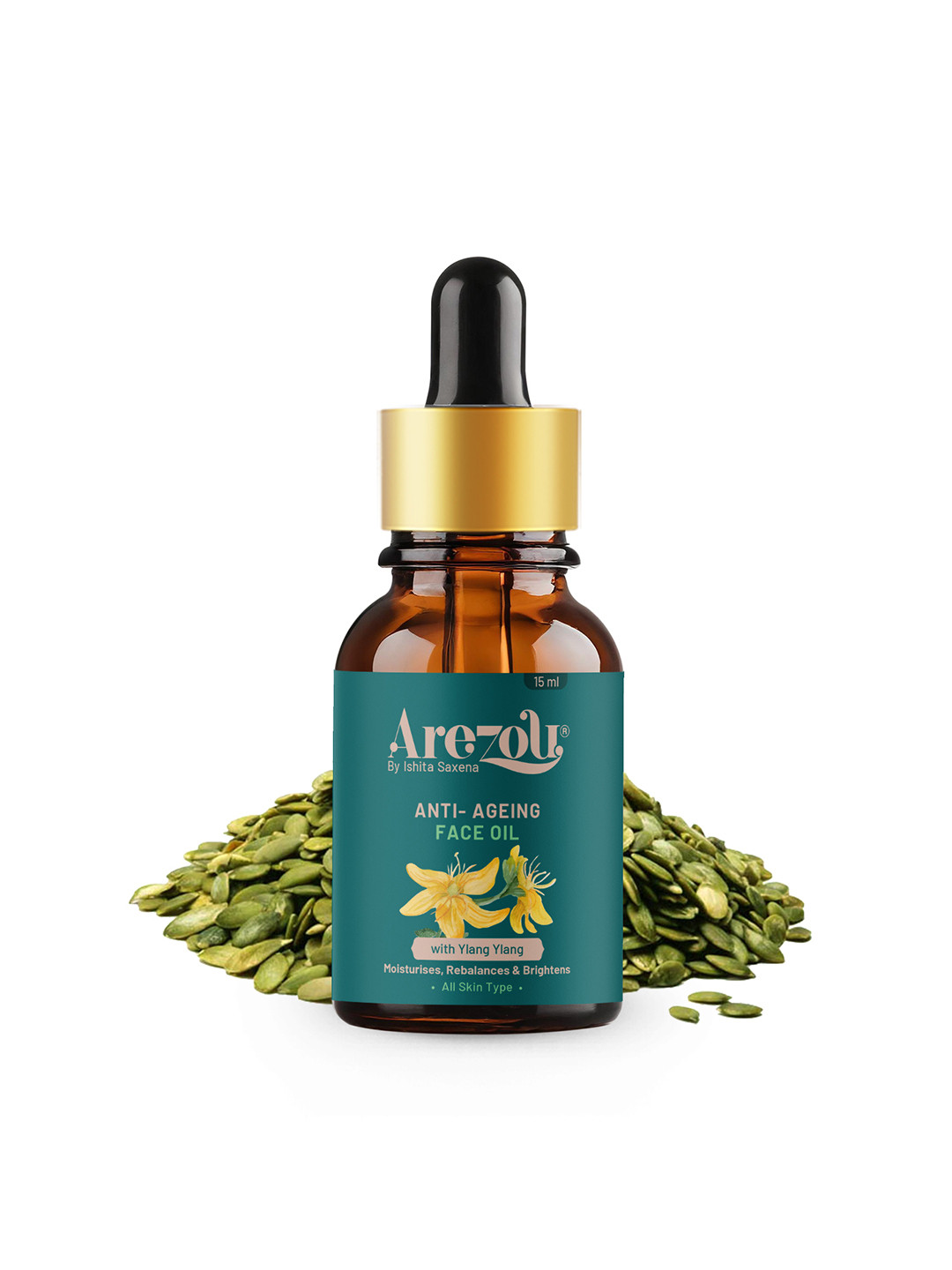 Arezou Anti Ageing Face Oil With Ylang Ylang, Geranium & Pumpkin Seed Oil - 15 ml