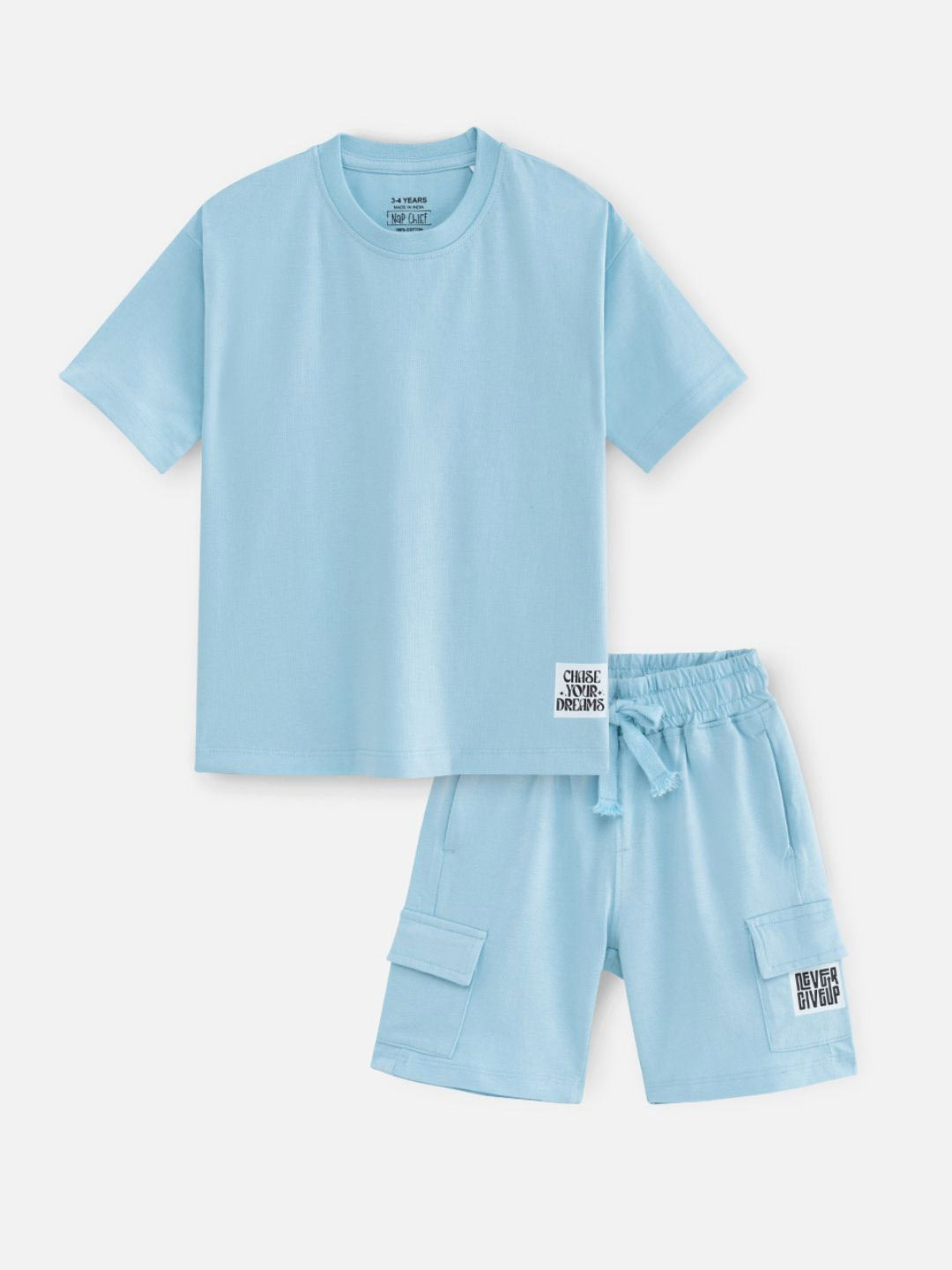 Nap Chief Infants Kids Chase Dreams Printed Pure Cotton T-Shirt & Cargo Shorts