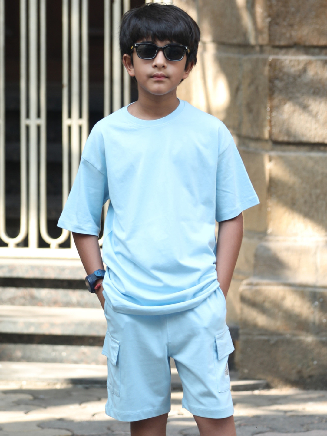 Nap Chief Kids Chase Dreams Printed Pure Cotton T-Shirt & Cargo Shorts