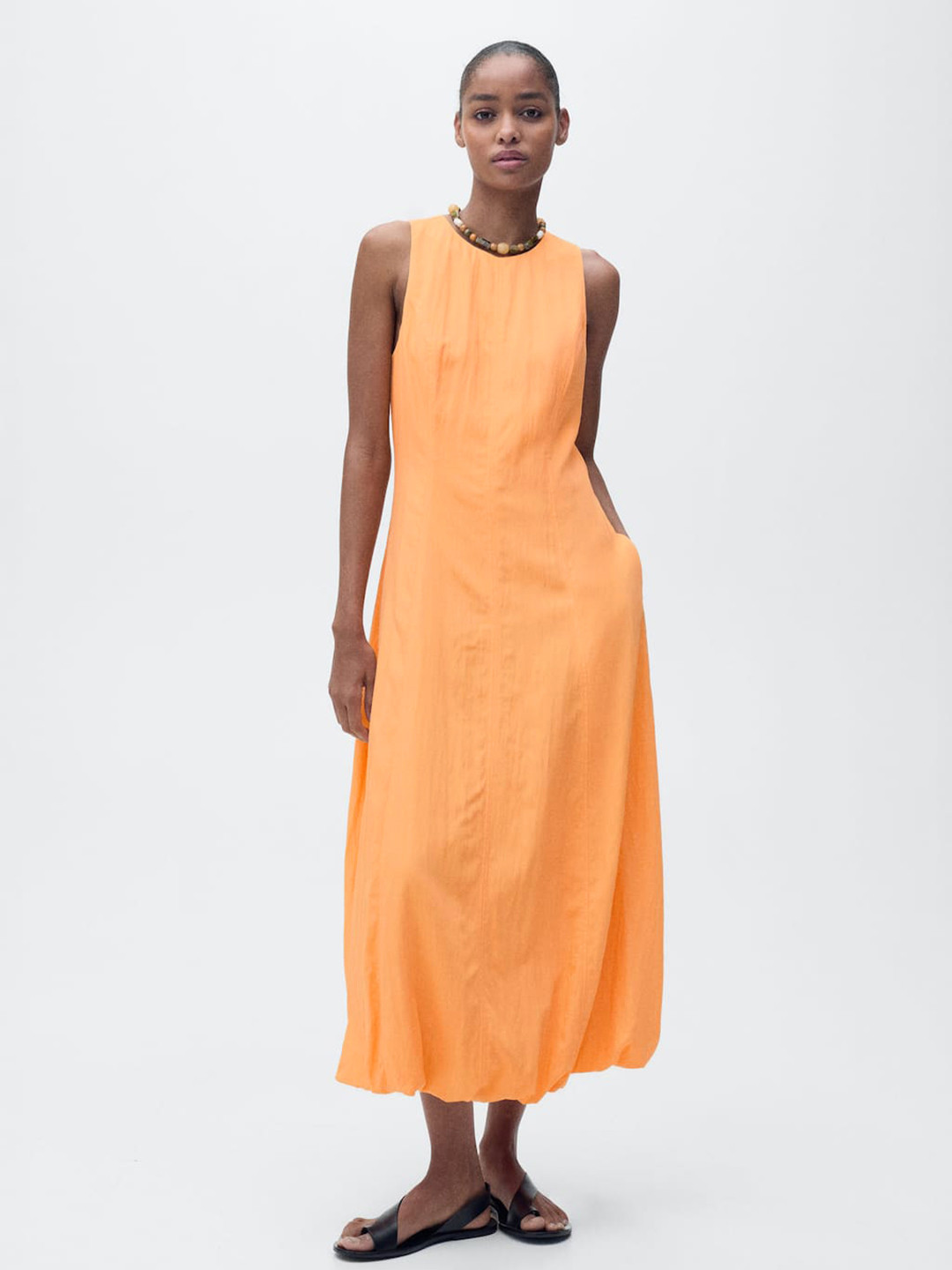 MANGO Balloon Hem Midi Dress