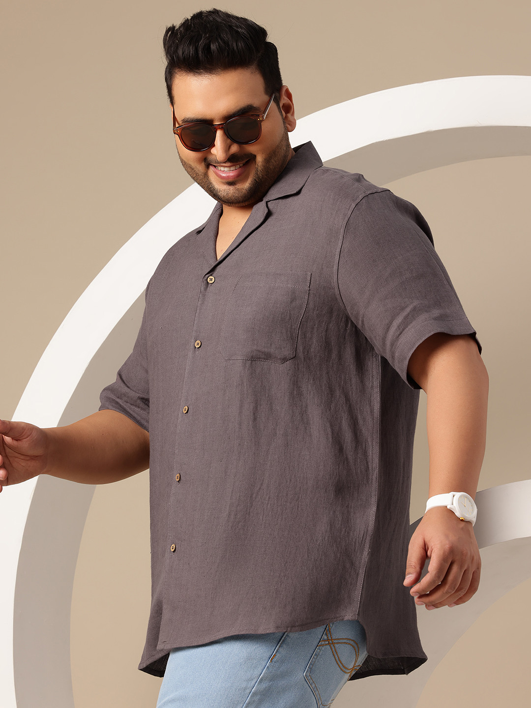 Sztori Plus Size Linen Shirt