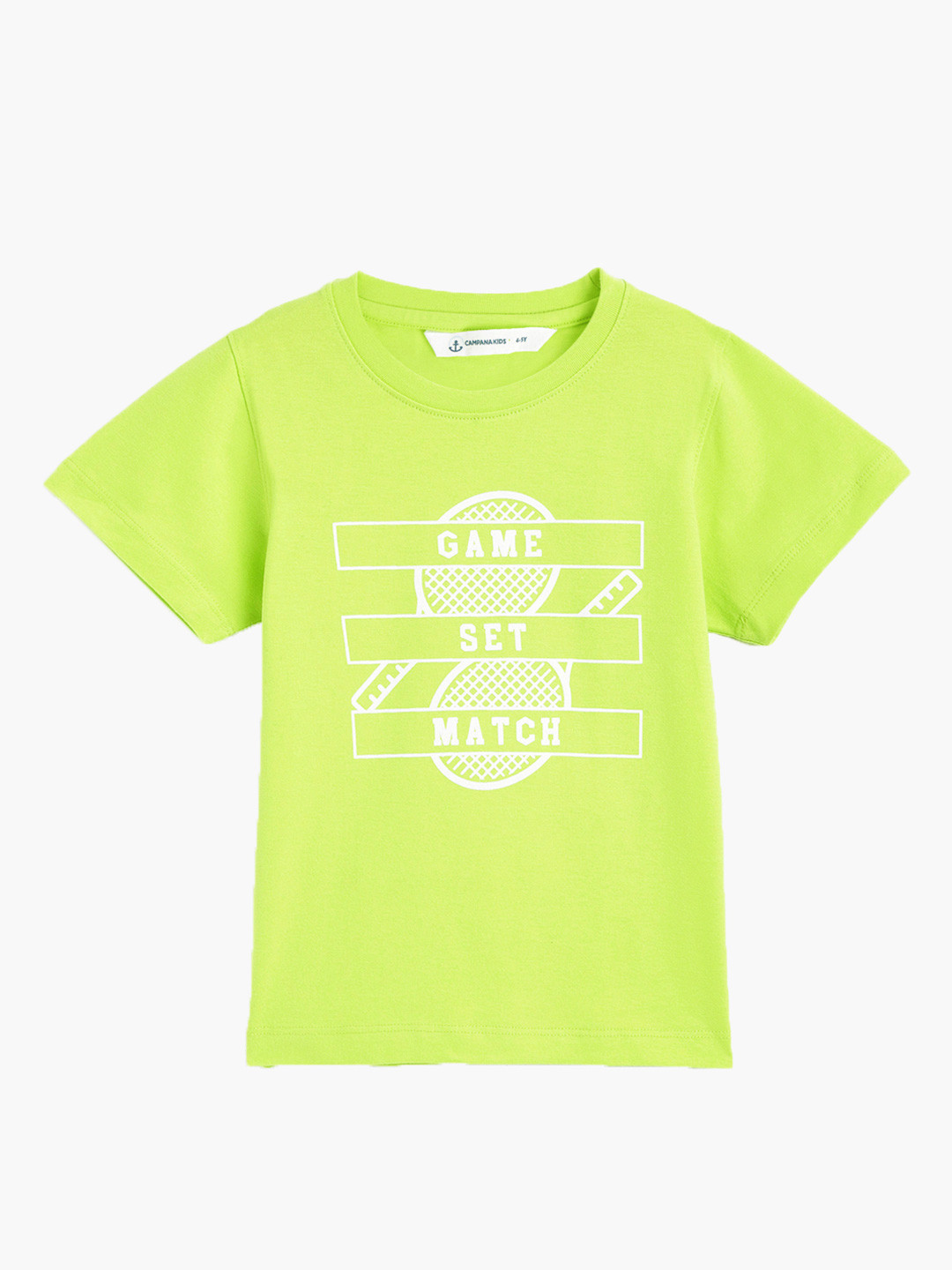 Campana Boys Typography Printed Pure Cotton Regular Fit Tennis T-shirt