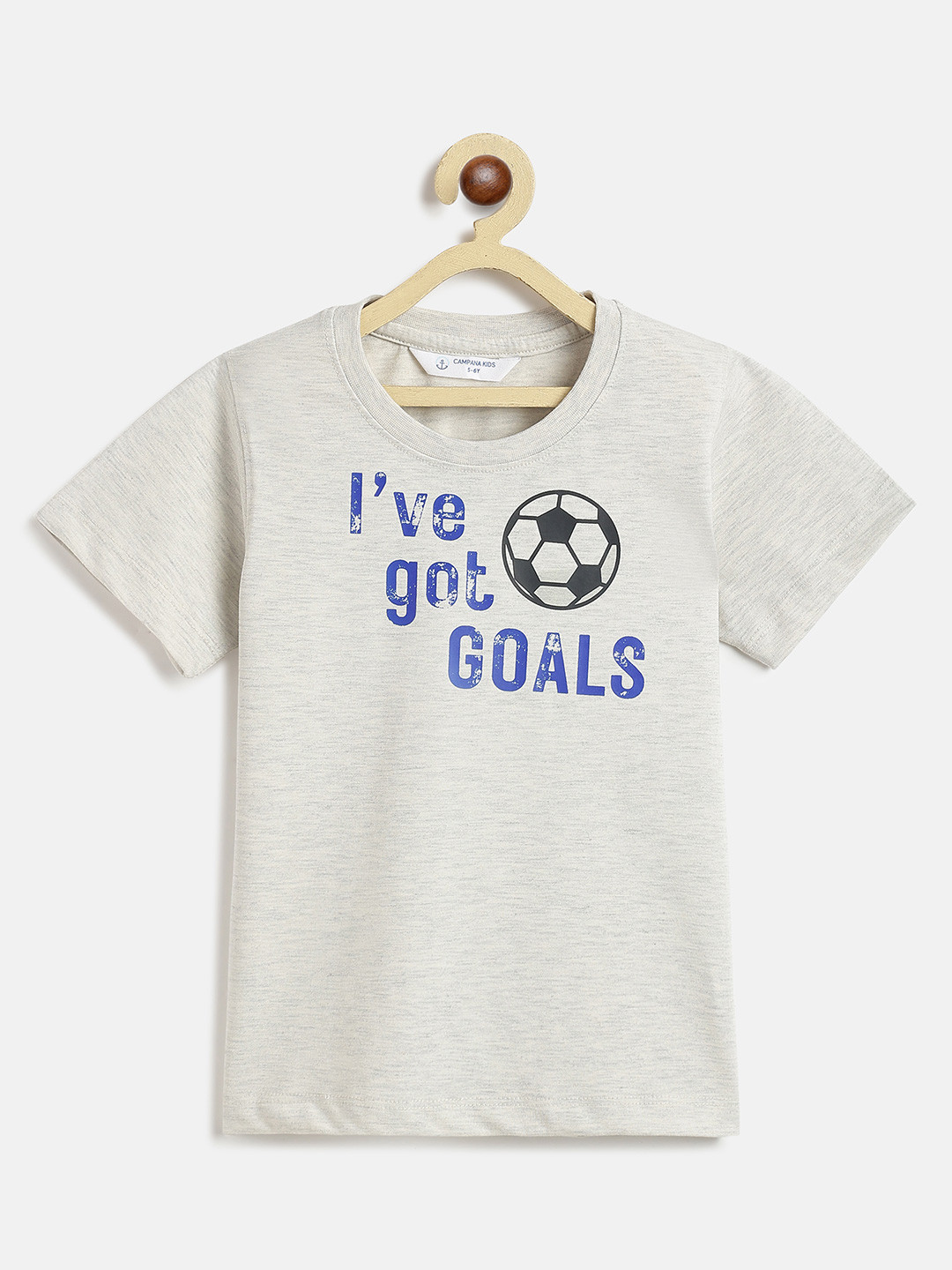 Campana Boys Typography Printed Pure Cotton Regular Fit Football Printed T-shirt