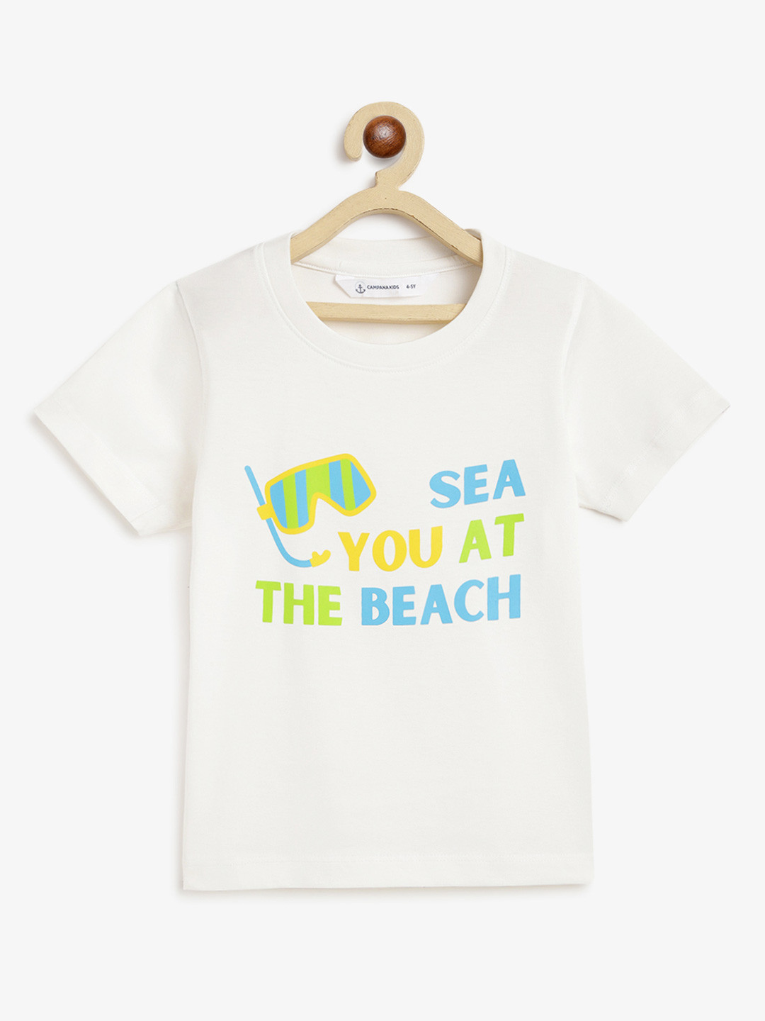 Campana Boys Typography Printed Round Neck Pure Cotton T-shirt